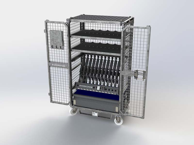 CWM WEAPONS RACK SC-AC-CW-MD-60 with drawers and a shelf in the cage